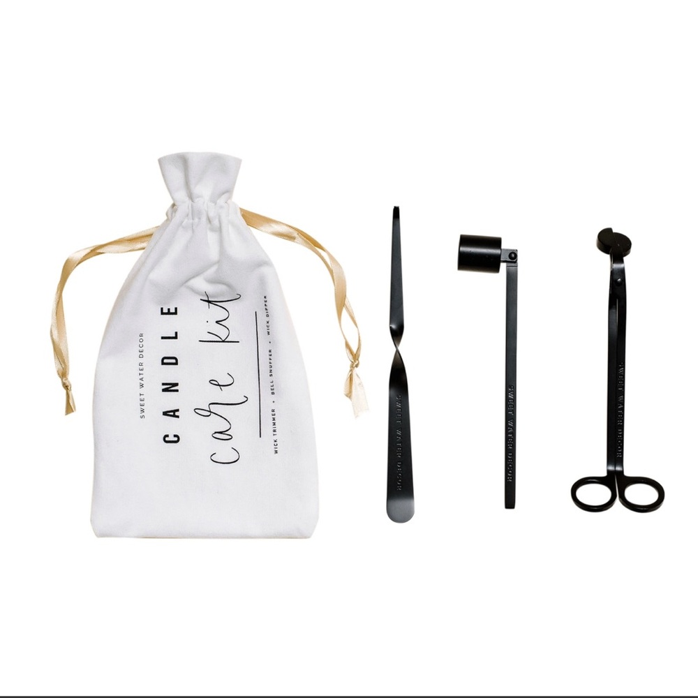 Black Candle Care Kit with White Pouch